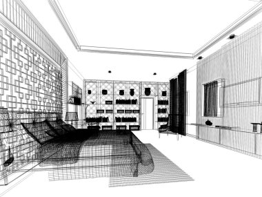 soyut kroki tasarımı iç yatak odası