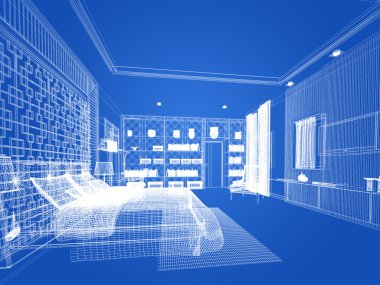 soyut kroki tasarımı iç yatak odası