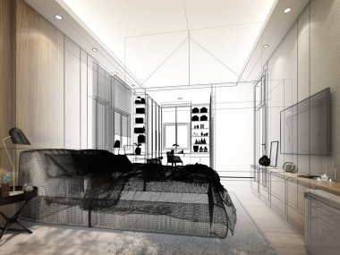 Oturma odasının tasarımı, 3D görüntüleme