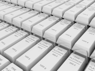 Birçok platin çubuk ya da külçe, 3D görüntüleme