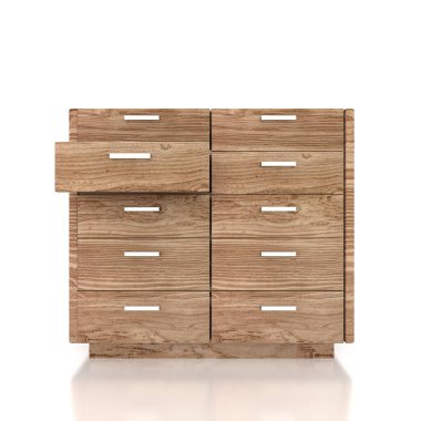 Düşük dolap beyaz arka planda izole edildi. 3d oluşturma