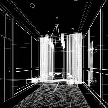 Snooker odasının iç tasarımı. 3d oluşturma