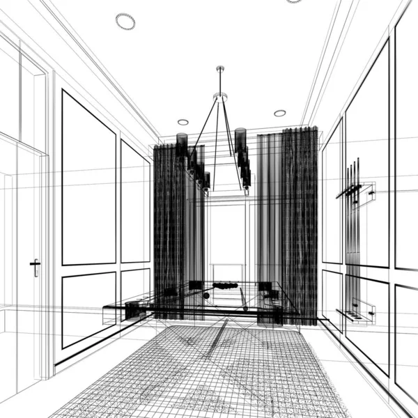 Sala Biliardo Interior Design Rendering — Foto Stock