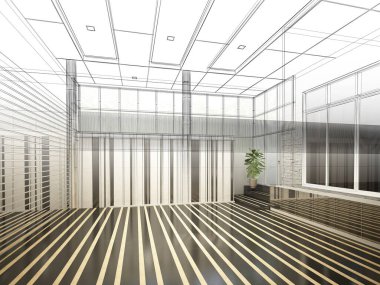 dahili salonun tasarımı, 3D görüntüleme