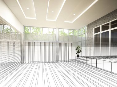 dahili salonun tasarımı, 3D görüntüleme