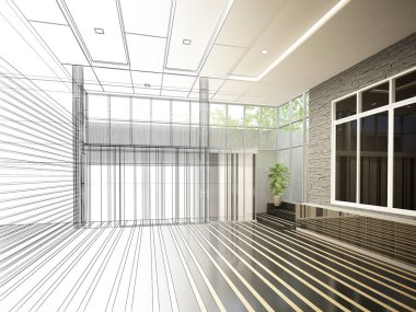 dahili salonun tasarımı, 3D görüntüleme