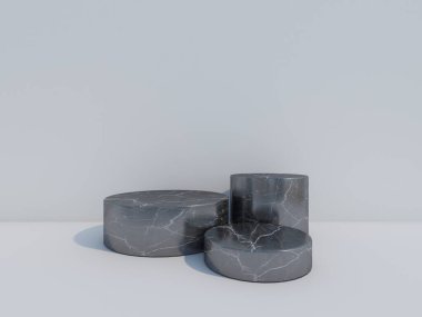 Beyaz arka planda siyah mermer podyum. 3d oluşturma. 