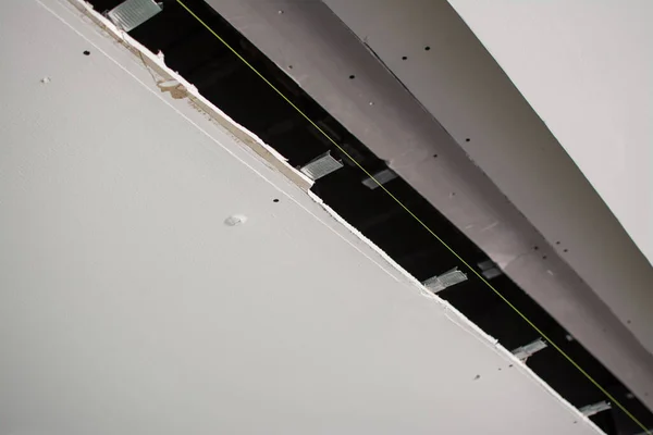Cutting Gypsum Ceiling Plasterboard — Stock Photo, Image