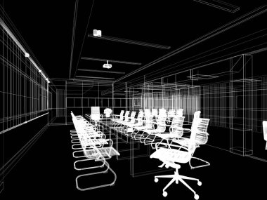 İç konferans odasının 3D görüntülemesi