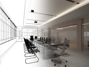 İç konferans odasının 3D görüntülemesi