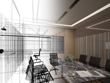 İç konferans odasının 3D görüntülemesi, 