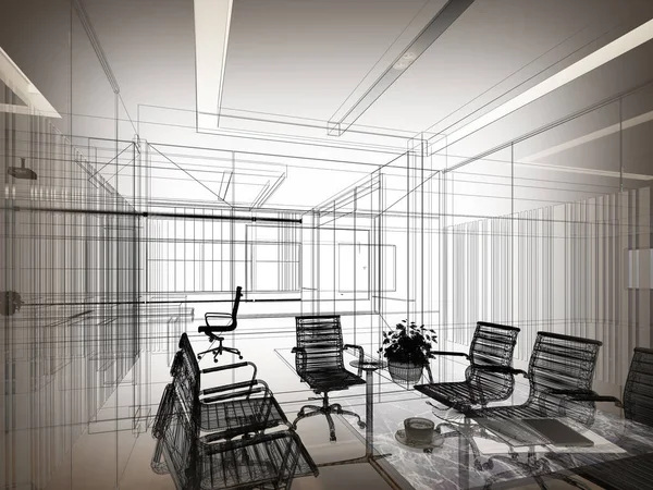 室内会議室の3Dレンダリング — ストック写真