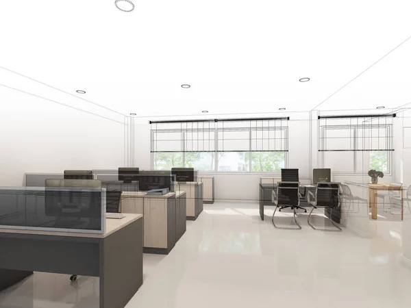 Rendering Interior Office — Stock Photo, Image