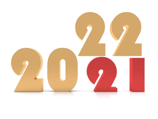 Nieuwjaar 2022 Weergave Witte Achtergrond — Stockfoto