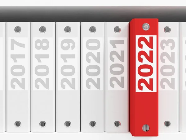 Office Folders Shelves New Year 2022 Concept Rendering — Stock Photo, Image