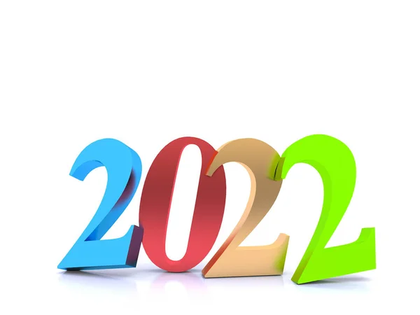 New Year 2022 Rendering White Background — Stock Photo, Image