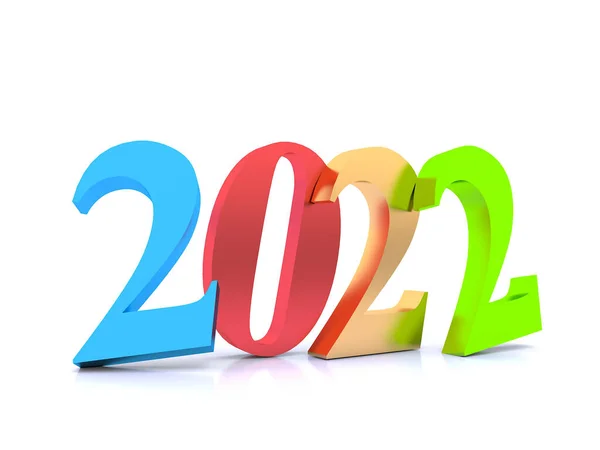 Ano Novo 2022 Renderização Fundo Branco — Fotografia de Stock