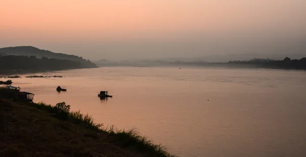 Twilight of Khong river in Chaingkhan, Thailand — Stock Photo, Image