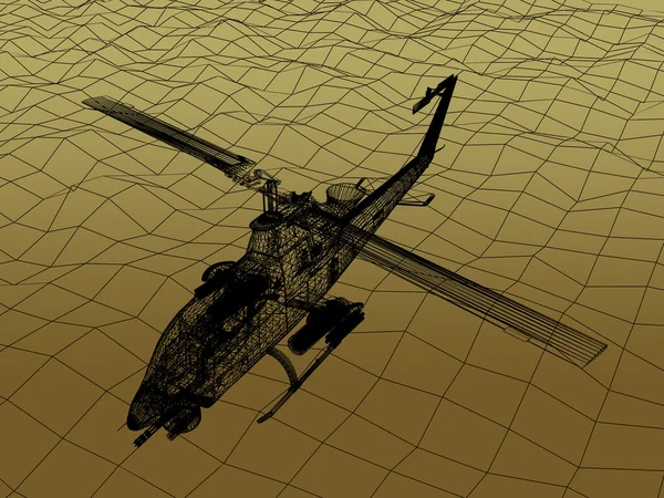 3d Wire Frame of Helicopter — Stock Photo, Image