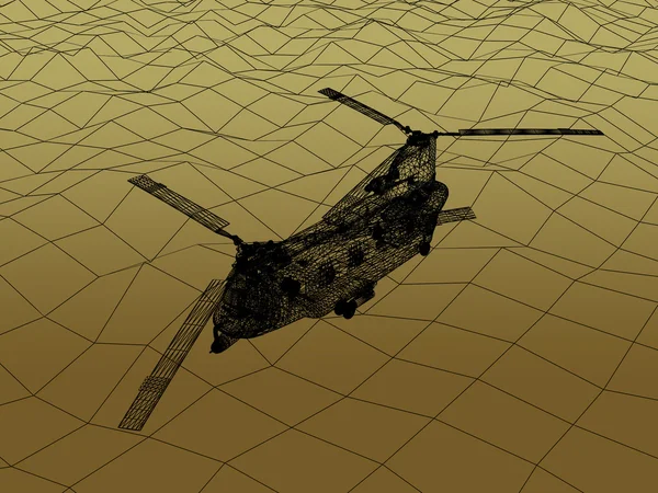 3d Wire Frame of Helicopter — Stock Photo, Image