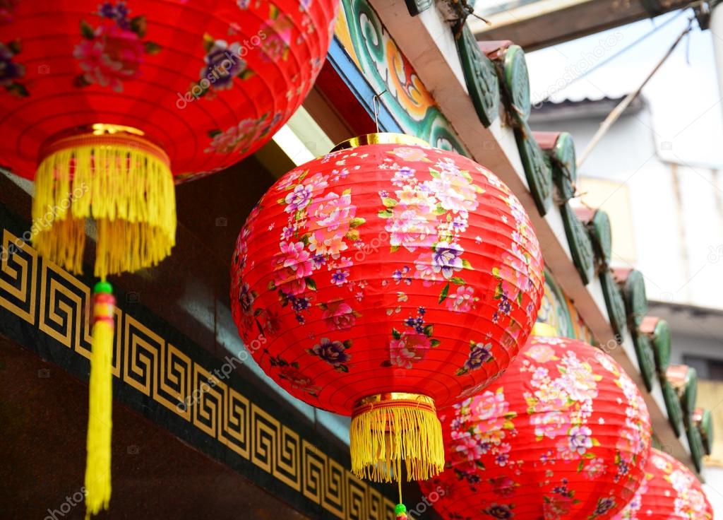Red chinese lanterns during chinese new year festival
