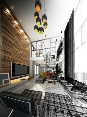 iç yaşam soyut kroki tasarımı