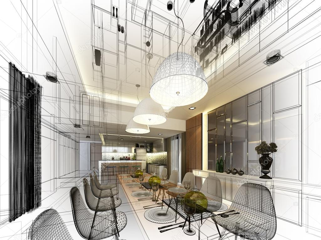 Abstract sketch design of interior dining