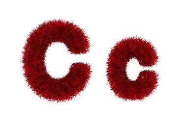 Kırmızı ot harfler, üst ve küçük