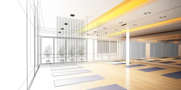 Diseño abstracto del bosquejo de la sala de yoga interior —  Fotos de Stock