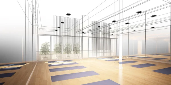 Abstract sketch design of interior yoga room — Stock Photo, Image