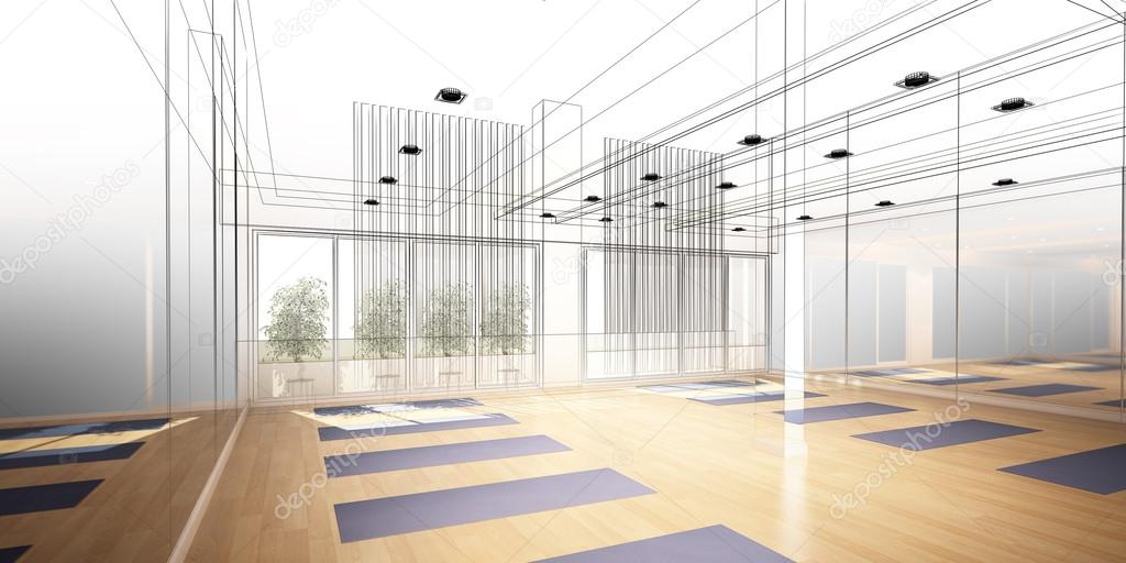 Abstract sketch design of interior yoga room