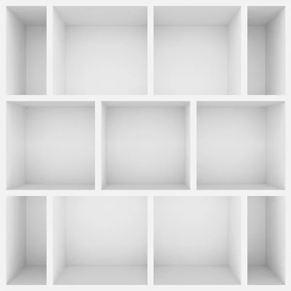 3d white shelves for show case — Stock Photo, Image