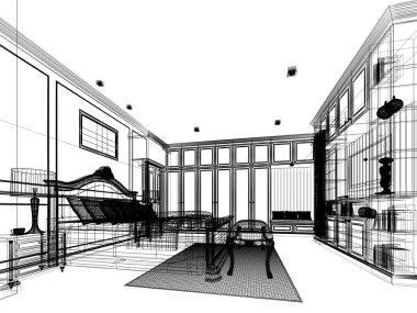 soyut kroki tasarımı iç yatak odası