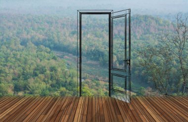 Açılış kapının arkasında, 3d manzara