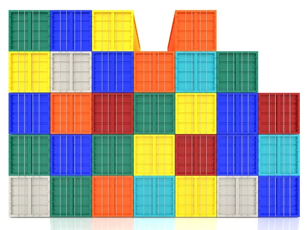 Yığılmış renkli kargo konteyner, 3d — Stok fotoğraf