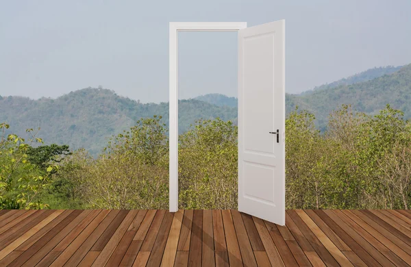 Paysage derrière la porte d'ouverture, 3D — Photo