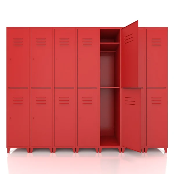 Vermelho armários vazios isolar no fundo branco — Fotografia de Stock