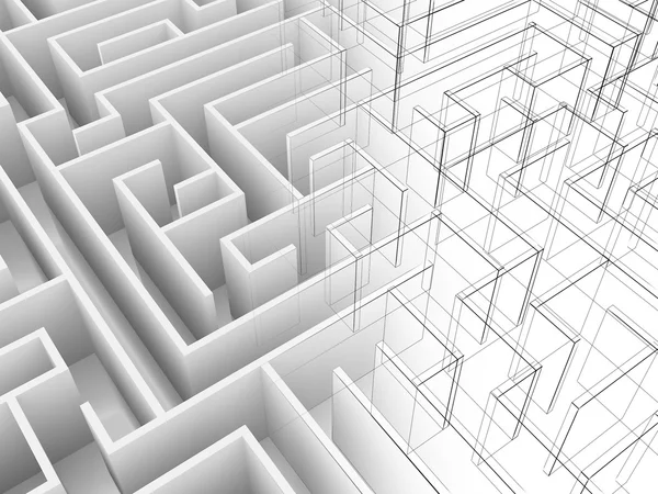 Endless maze 3d illustration,wire frame — Stock Photo, Image