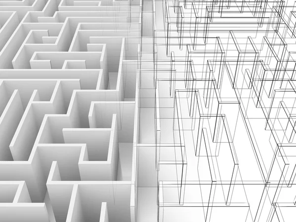 Endless maze 3d illustration,wire frame — Stock Photo, Image