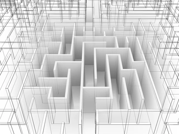 Endless maze 3d illustration,wire frame — Stock Photo, Image