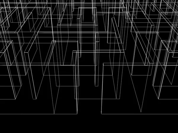 Endless maze 3d illustration,wire frame — Stock Photo, Image