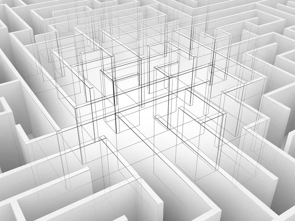 Endless maze 3d illustration,wire frame — Stock Photo, Image