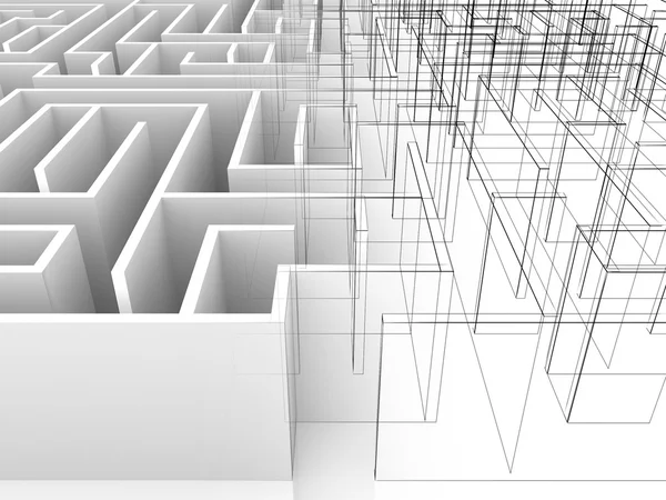 Endless maze 3d illustration,wire frame — Stock Photo, Image