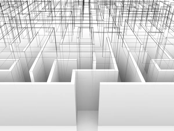 Endless maze 3d illustration,wire frame — Stock Photo, Image