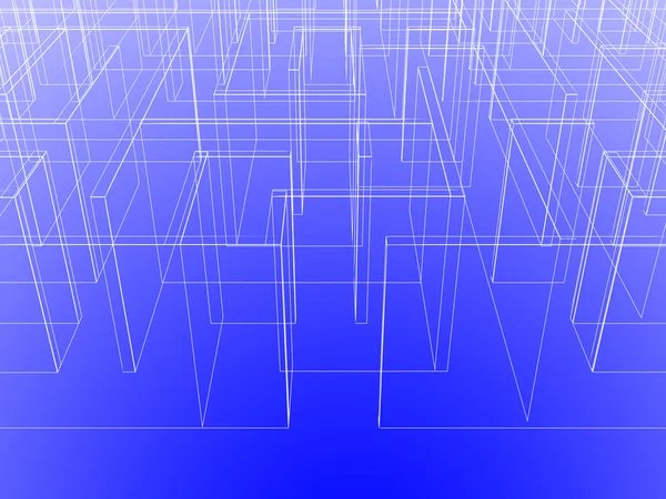 Laberinto interminable 3d ilustración, marco de alambre — Foto de Stock