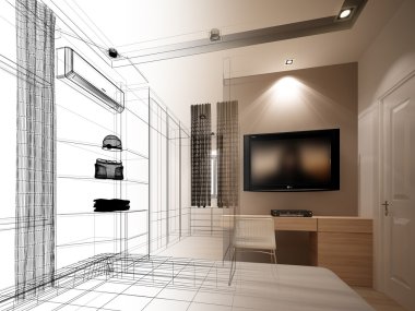 soyut kroki tasarımı iç yatak odası