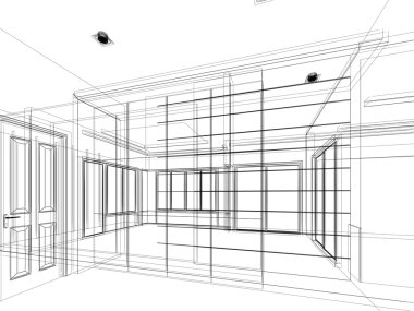 iç tasarımını soyut kroki