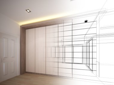 iç tasarımını soyut kroki