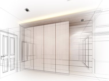 iç tasarımını soyut kroki