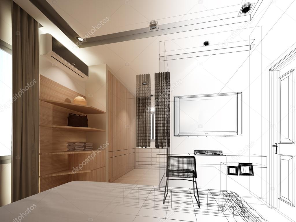 abstract sketch design of interior bedroom